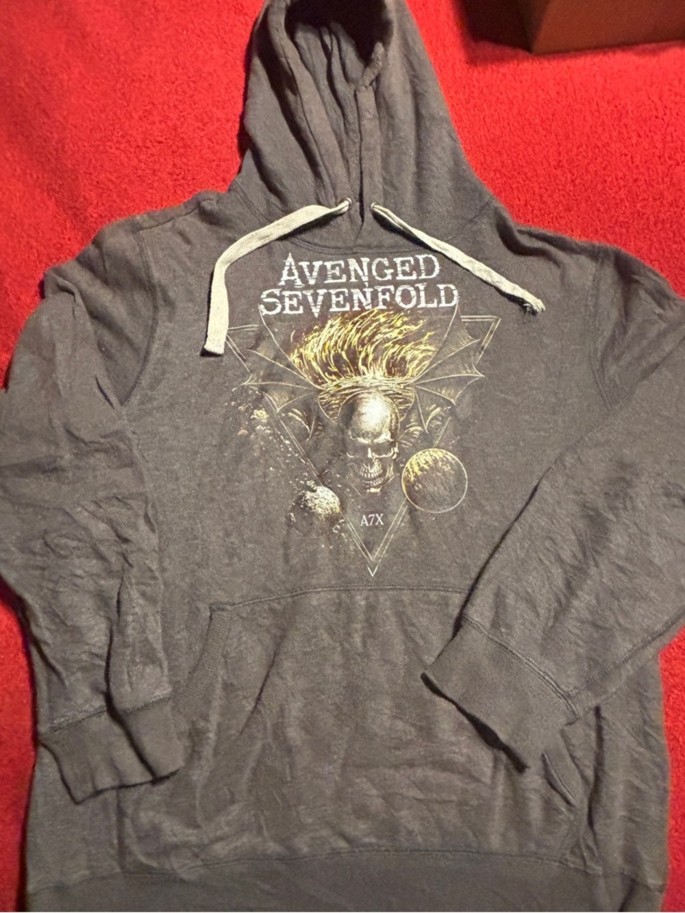 Newport Charcoal Gray Avenged Sevenfold Band Graphic Hoodie. Size Medium